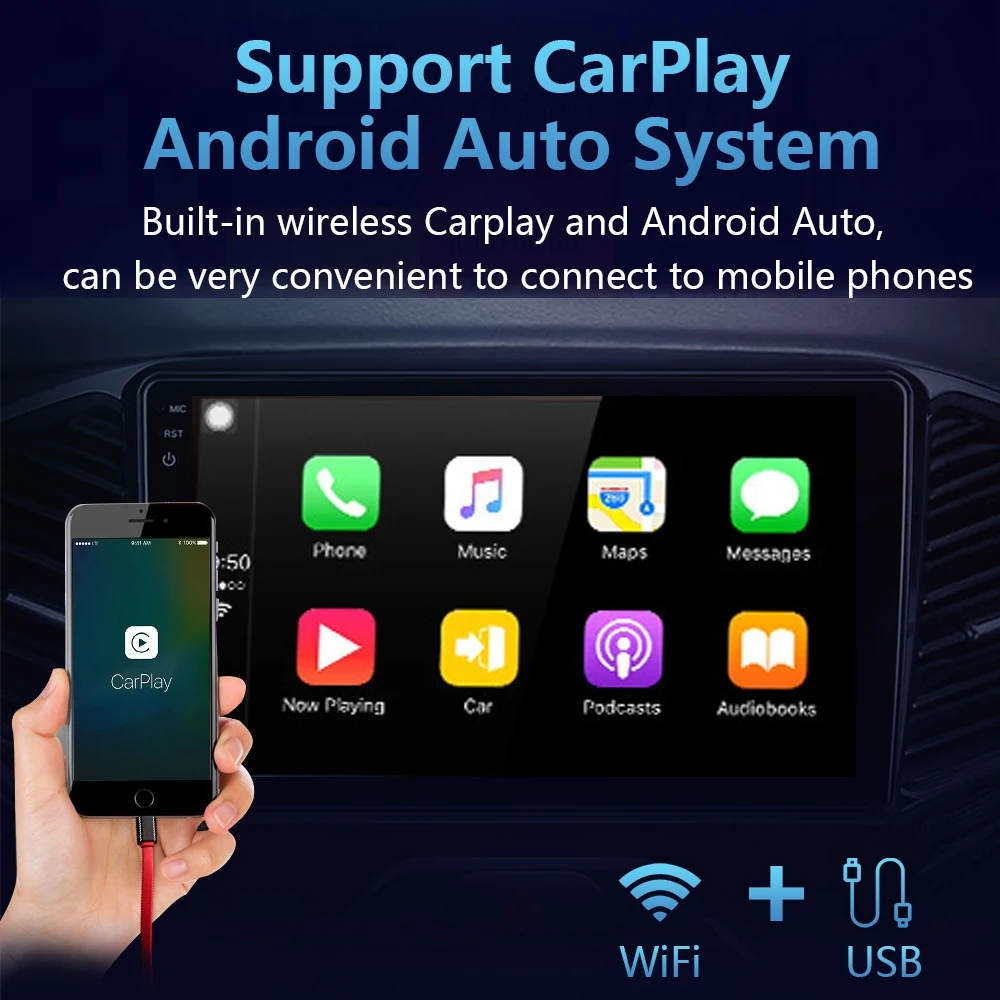 Android 10.0 9 Inch Car Multimedia Video Player Stereo Radio GPS Navigation Bluetooth 5.0 Support 4G and Carplay Function