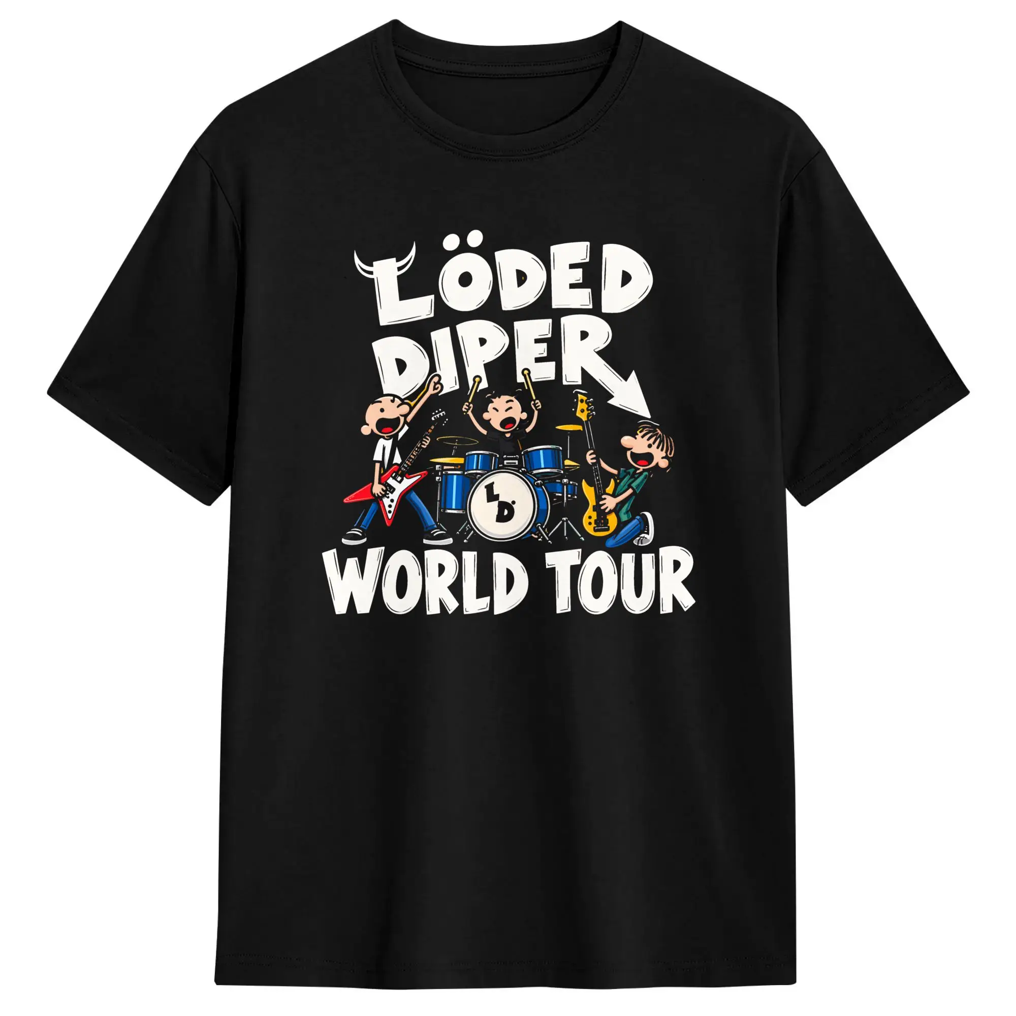 Crazy Loded Diper World Tour T-Shirts for Men Round Collar Pure Cotton T Shirts  Short Sleeve Tee Shirt Summer Tops