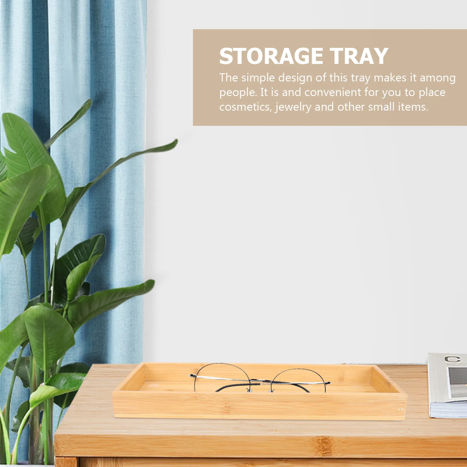 

Wooden Vanity Tray Bamboo Style Bathroom Storage Plate for Cosmetics Toiletries Accessories Organizer Smooth Edge Wash Basin