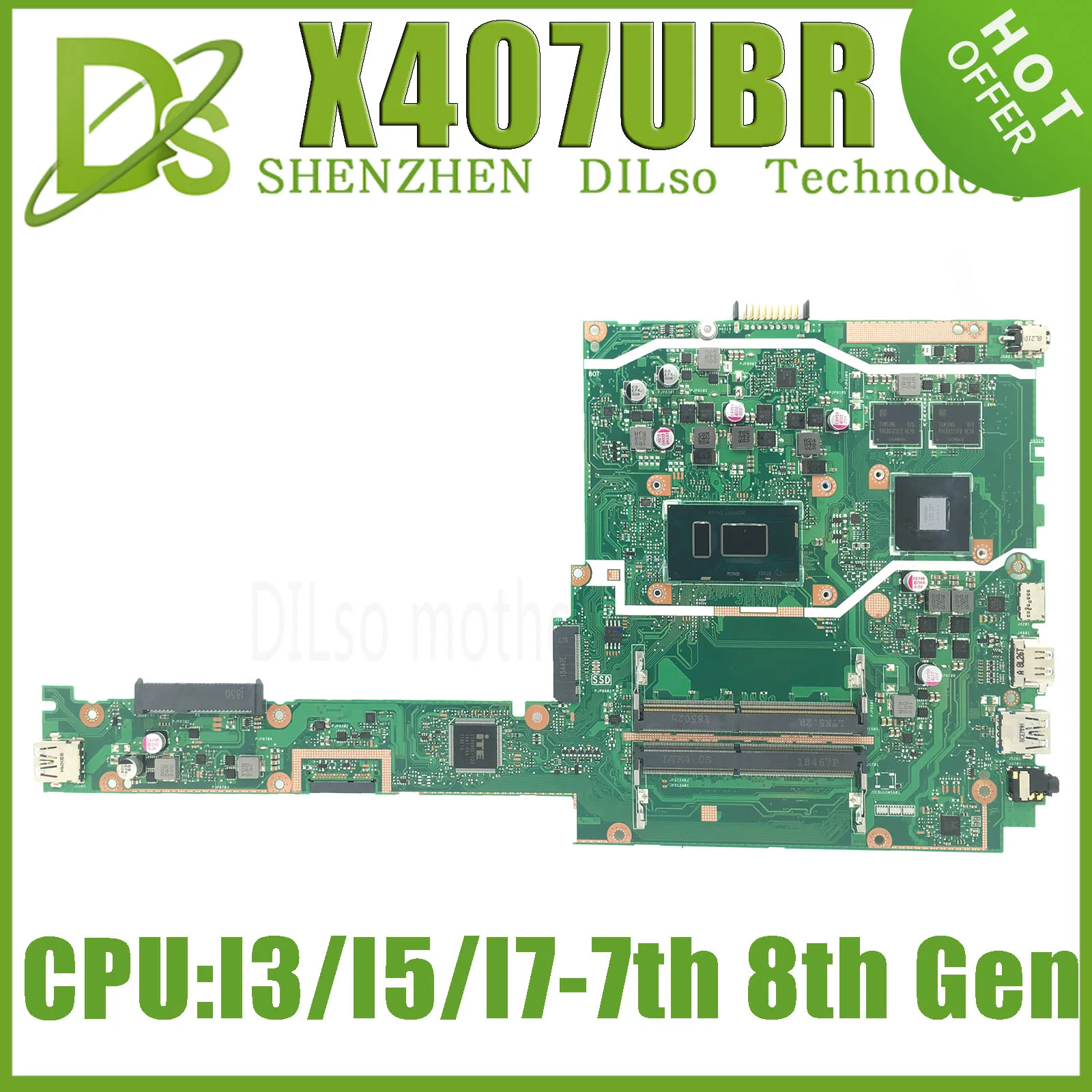 KEFU X407UB Mainboard FOR ASUS X407UAR X407UBR X407UA A407 Laptop Motherboard With I3- I5-I7-7th 8th Gen UMA PM 100%  Working