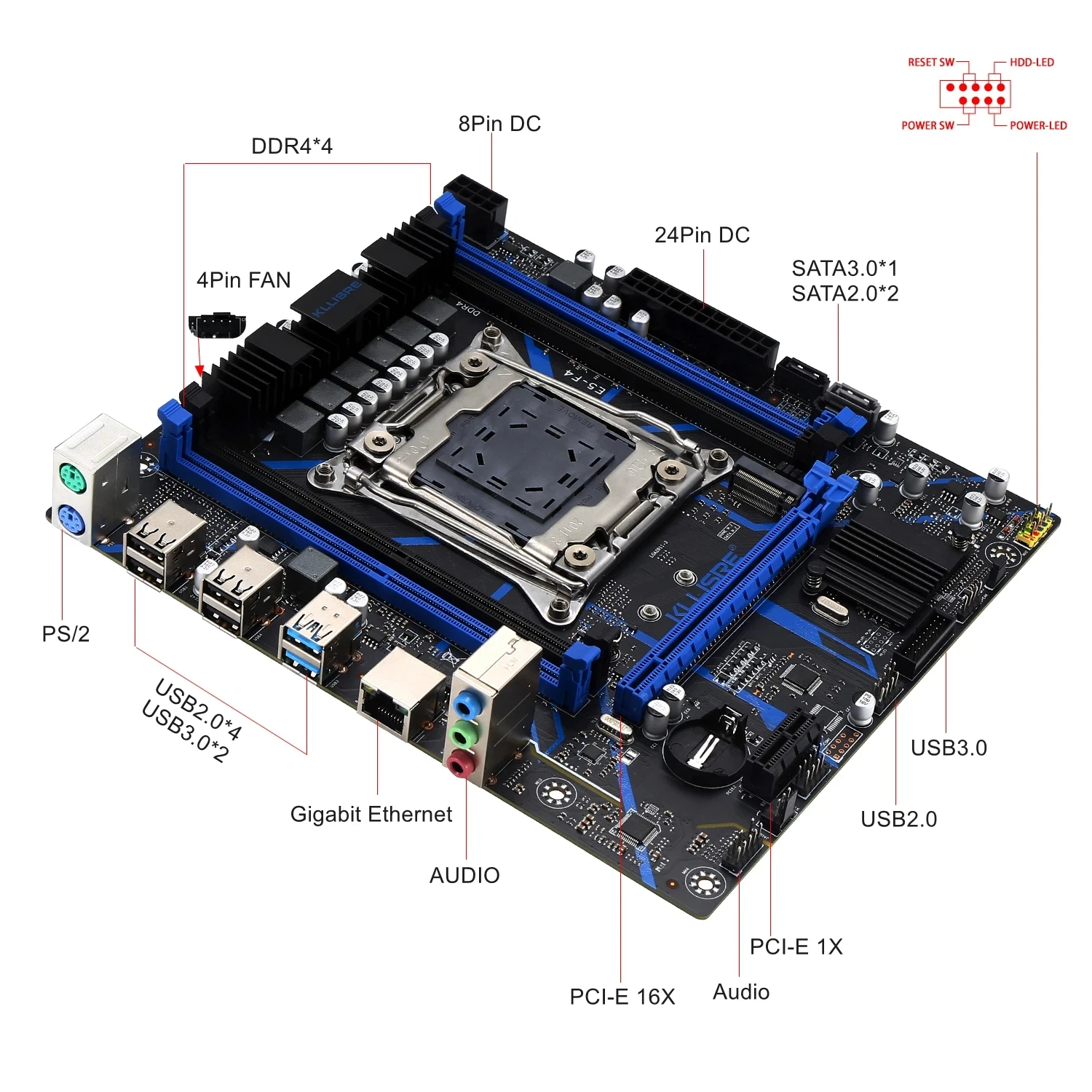 Kllisre X99 Motherboard Combo Kit Set LGA 2011-3 Xeon E5 2680 V4 CPU DDR4 16GB (2PCS 8G) 2666MHz Desktop Memory