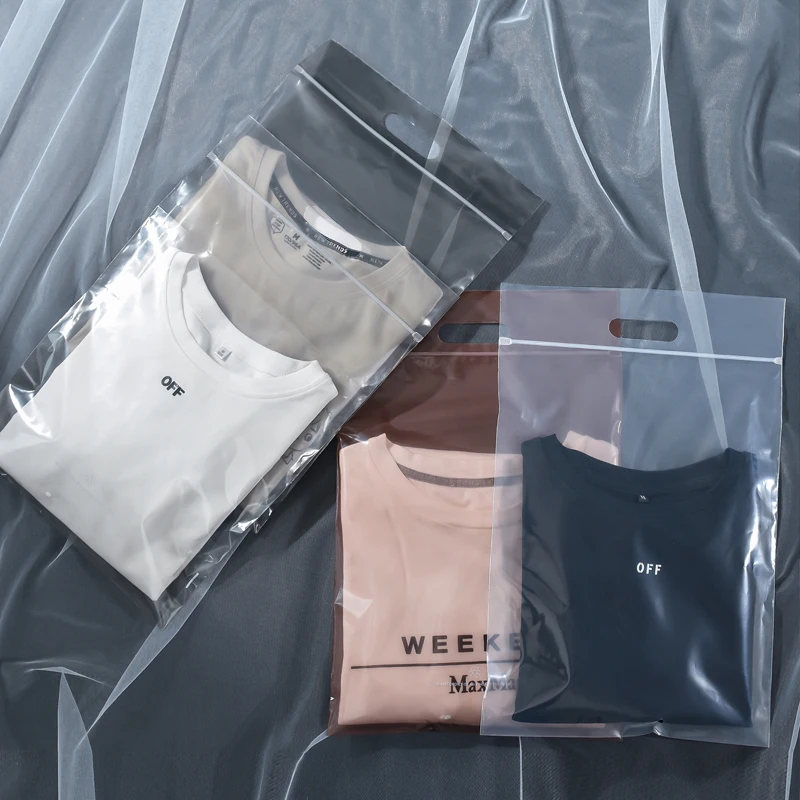 50 pieces of clothing transparent packaging ziplock bags PE self-adhesive zipper T-shirt gift bags clothes bags custom LOGO