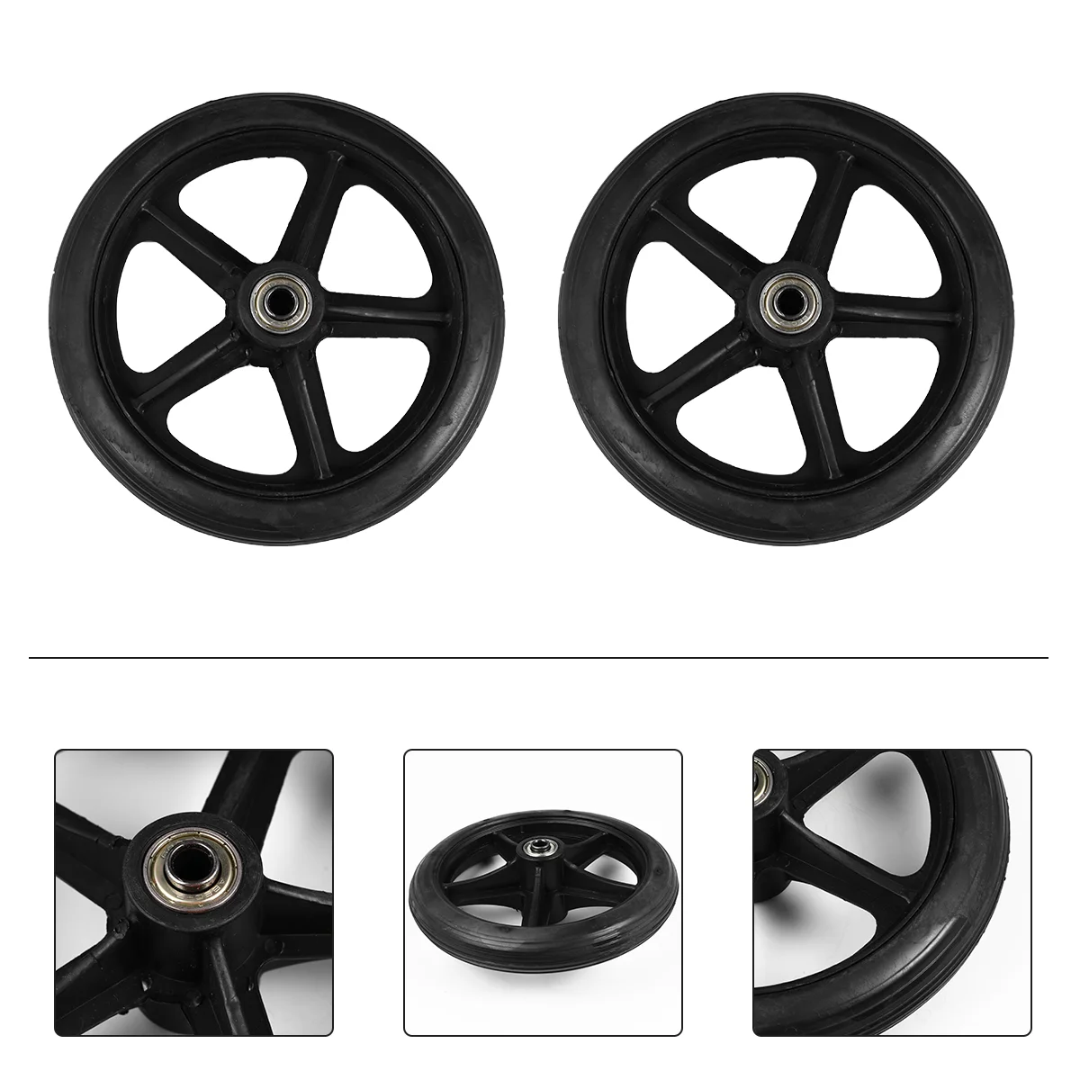 

2 Pcs Wheelchair Front Rear Bearing Replacement Wheels for Wheelchairs Tire Solid Manual Alloy Shopping