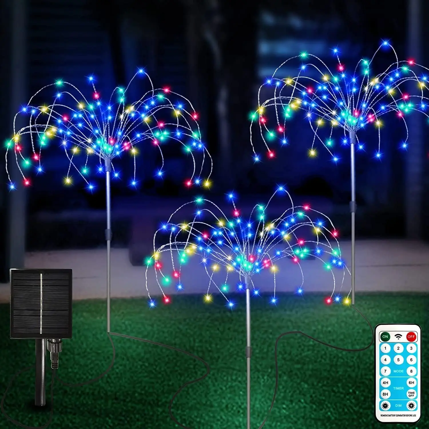 Solar Firework Lights Waterproof Solar Lamp with Remote Control 120 LEDs Outdoor Lamp Garden Lights Christmas birthday party