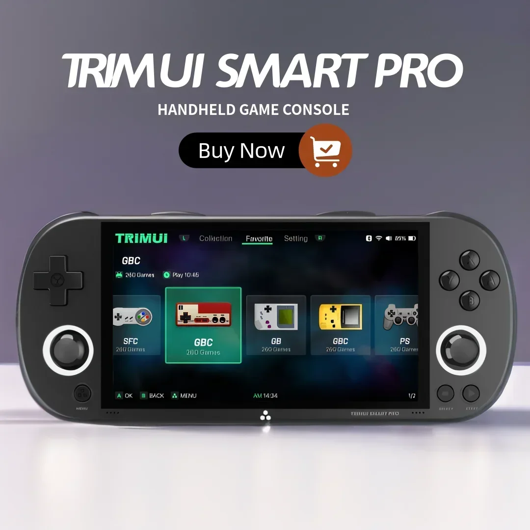 Trimui-smart proポータブルゲームプレーヤー,IPSスクリーン,ポータブルコンソール,Linuxシステム,エミュレーターコンソール,レトロビデオゲーム,PS1, 4.96インチ