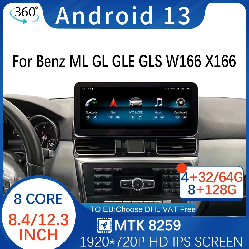 

Android13 12.5" 8.4" MT8259 For Mercedes ML GL GLE GLS W166 X166 GPS Navigation Video Radio Stereo Multimedia Player WIFI Screen