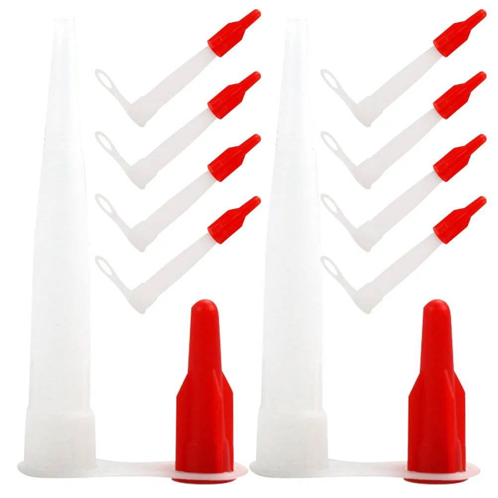 10Pcs Red Cap Caulk Nozzles Plastic Sealant Nozzle Extender for Caulking Gun Replacement Easy- Design Portable Caulking