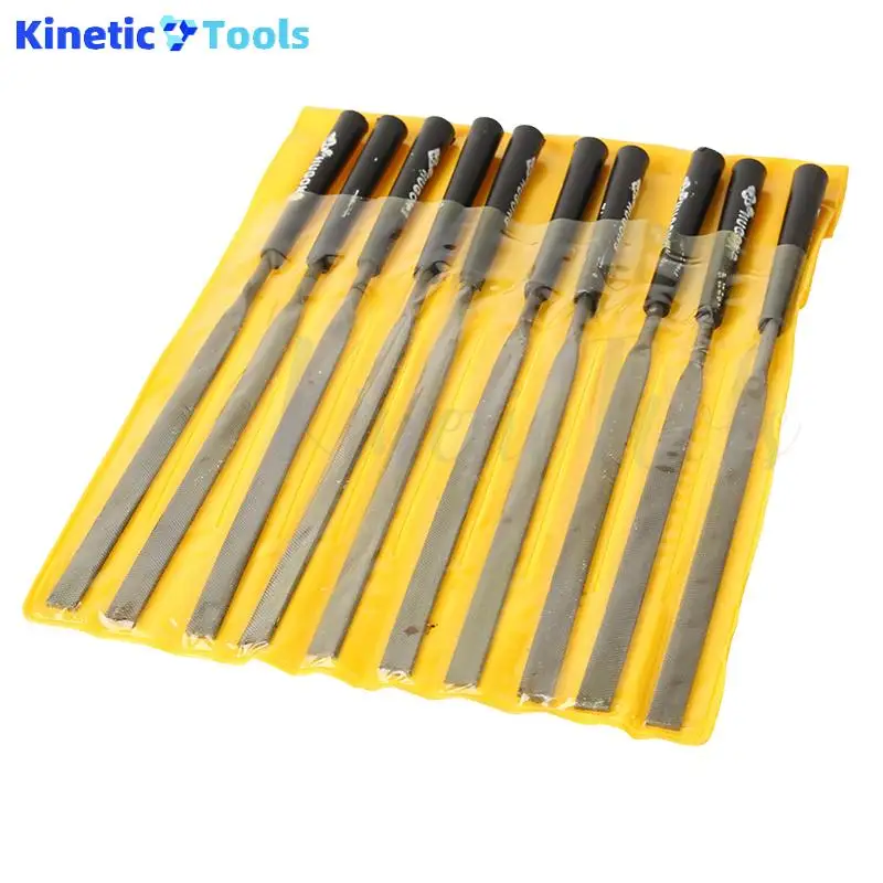 

10 Pieces of Flat Small File Set Plastic Handle Shaping Triangular Polishing Metal Steel File Flat File Hand Tools Files Set