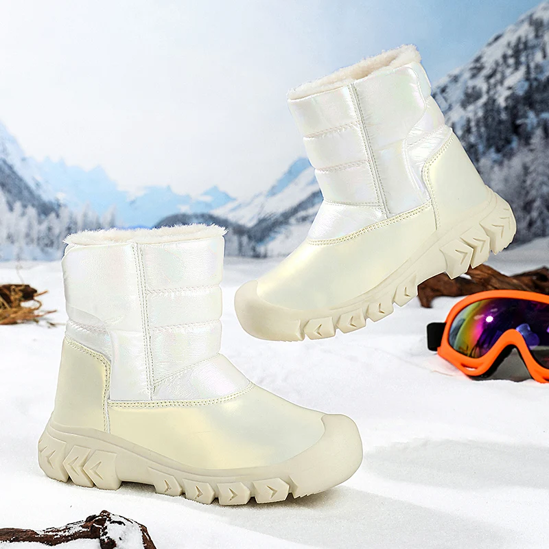 أطفال دافئ جودة عالية أفخم أحذية الشتاء في الهواء الطلق الأطفال أحذية الأميرة أنيقة الفتيات أحذية مقاومة للماء فتاة صبي الثلوج الأحذية #2