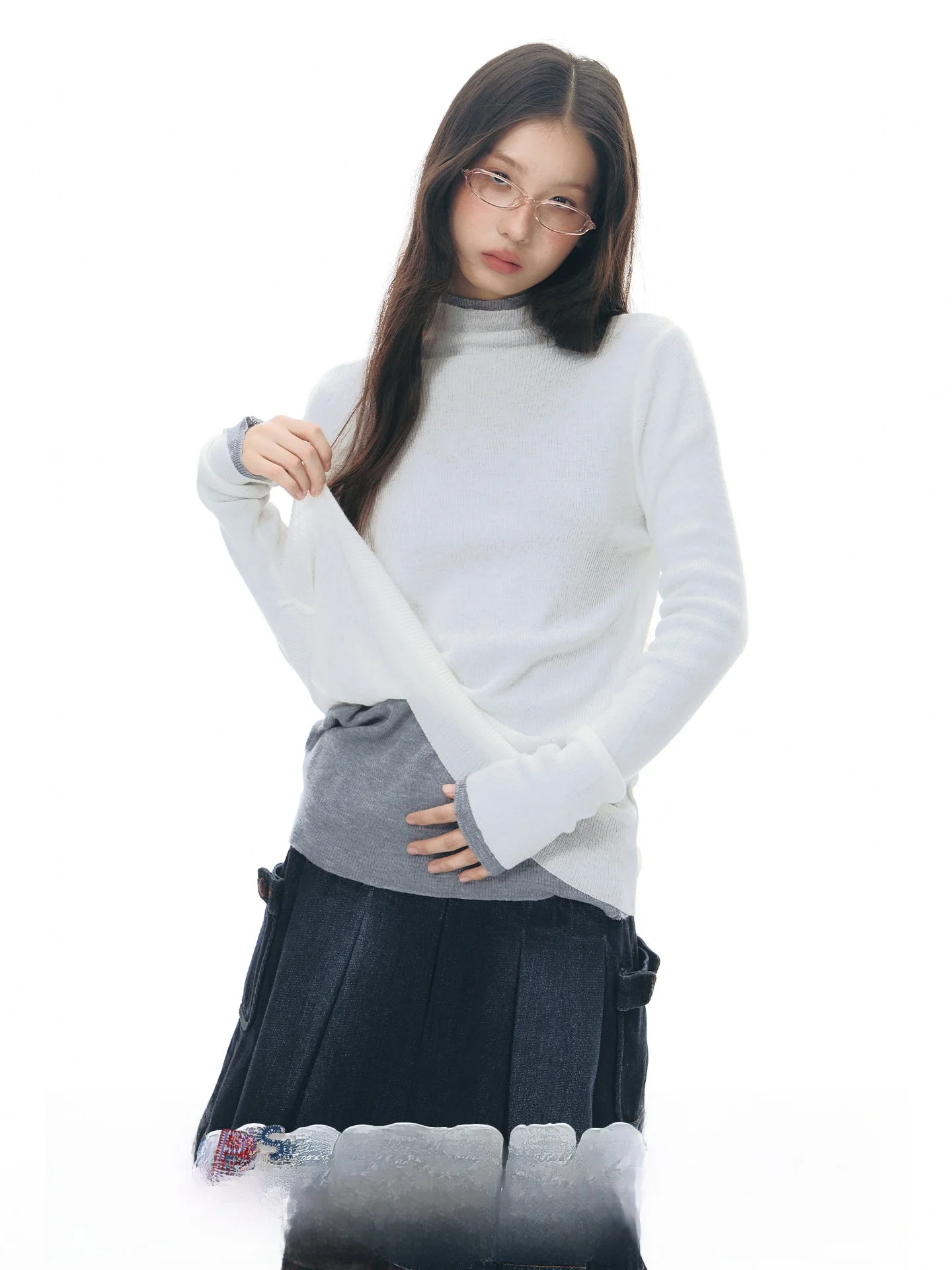 

Takeanap High Ne Knitted Base irt Women's Thin High Elastici Pure Color Spwear Soft Wool Blend Long Sve Top