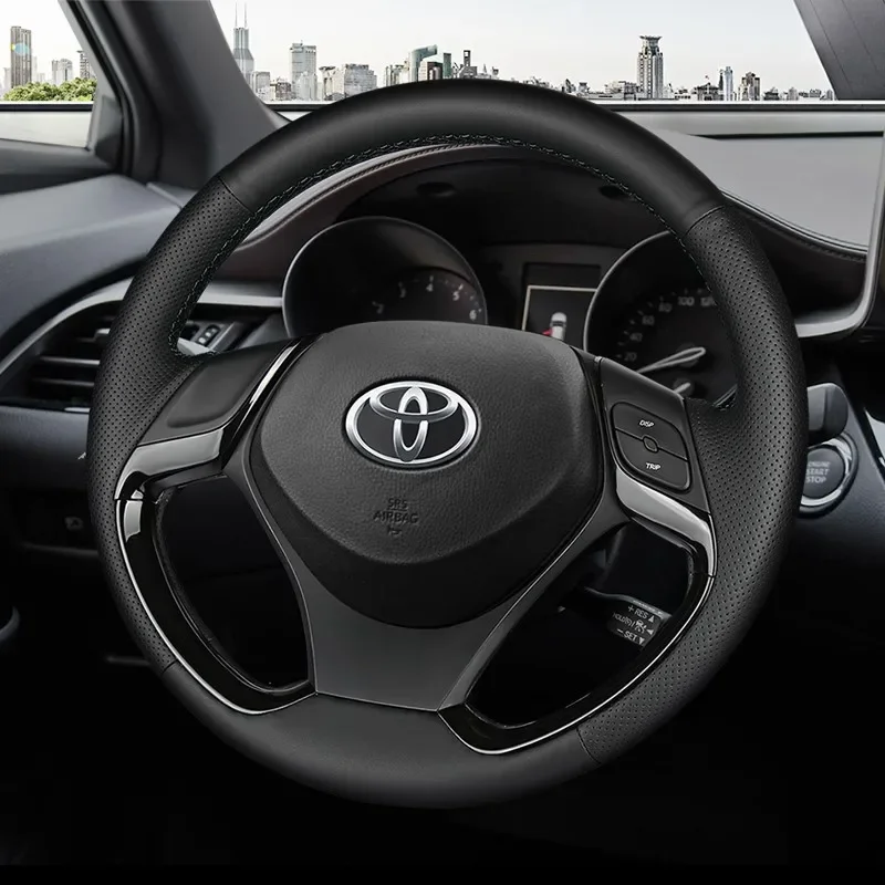 

DIY ручная работа из углеродного волокна кожаный чехол на руль автомобиля для Toyota CHR C-HR EV IZOA аксессуары для интерьера автомобиля