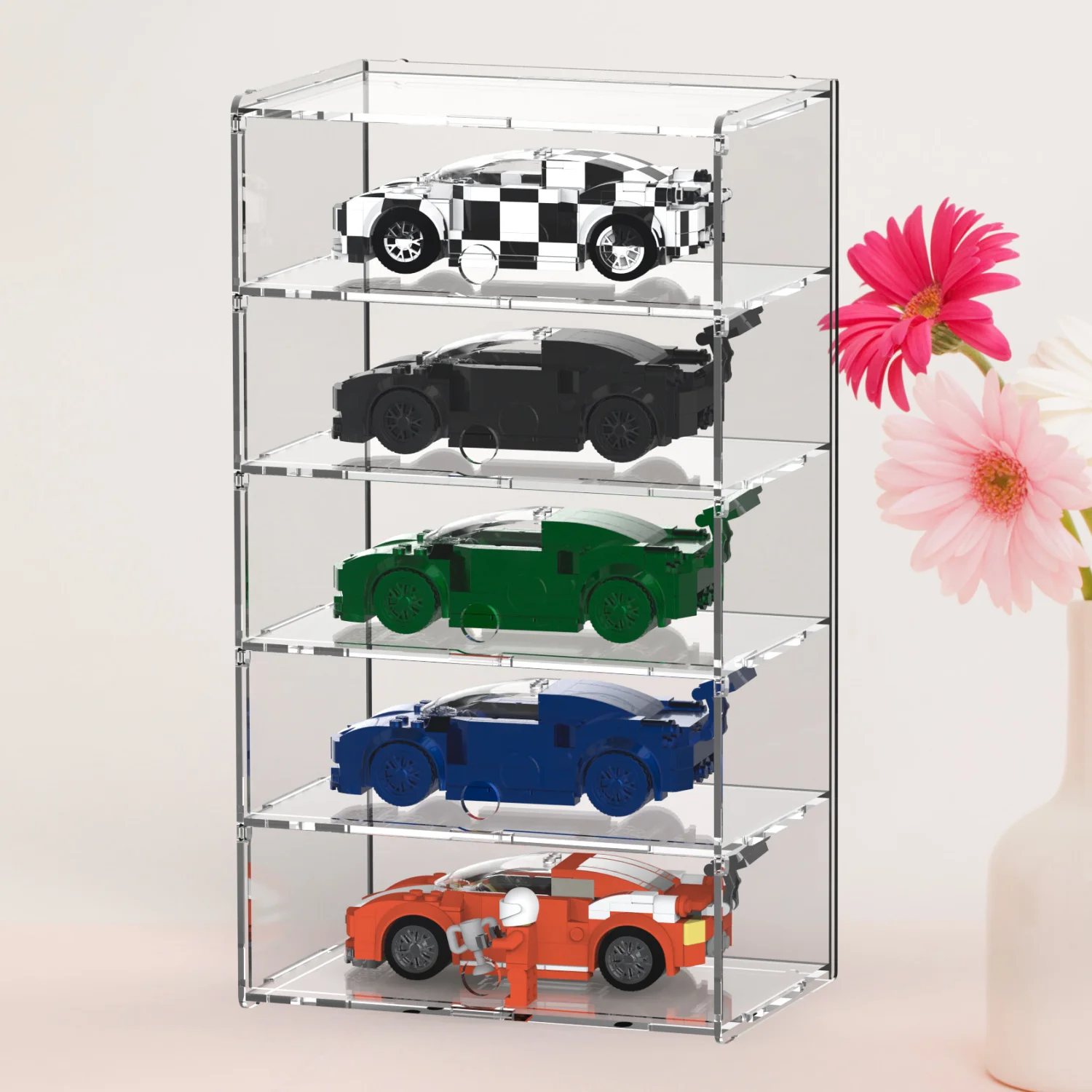 Acrylic Car Model Display Rack Case for Lego Speed Racing Organizer ,Clear Storage Box Toy Display Case Mini Figures Showcase