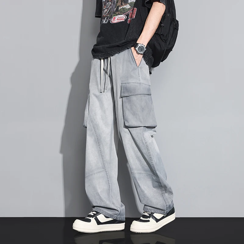

American Style Cargo Pants Man Clothing Retro Sports Military Splicing Working Equipment Men Trousers Clothes Men's Work Pants