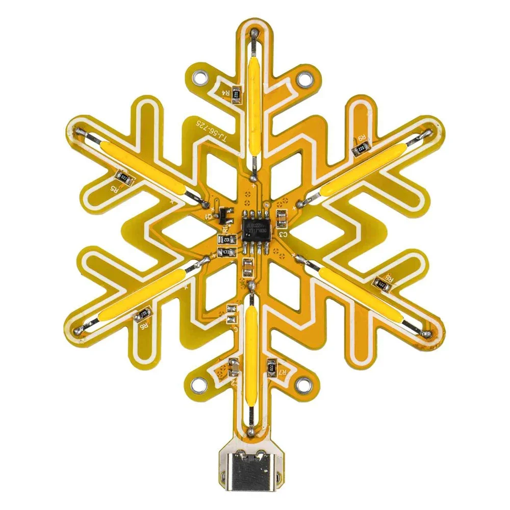 DIY Electronic Kit Snowflake Touch Sensing Light Dimming DIY Soldering Kit SGL8022W Integrated Circuit Type-C Interface DC5V