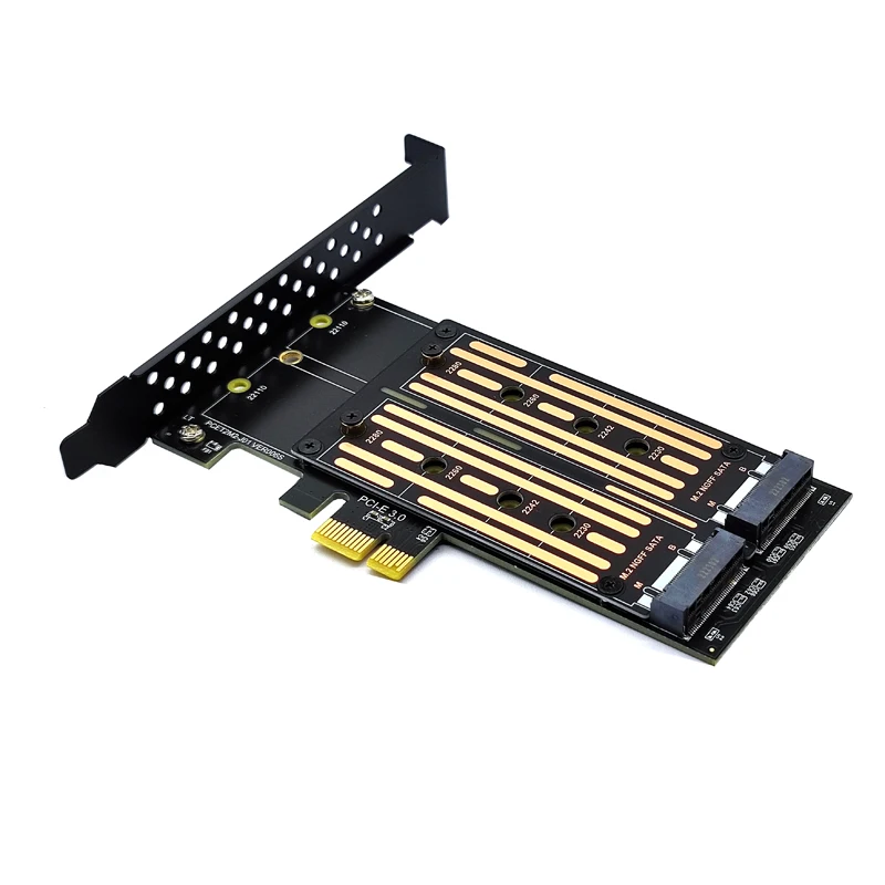 Адаптер PCIE на M2, адаптер SATA M.2 SSD PCI Express, адаптер M2 PCI E, адаптер M.2 SATA SSD на карту PCI-E 2 порта B + M, ключ