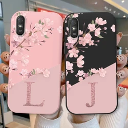 Initial Letter A Z Case For Redmi 9A 9AT Cover Pink Flower Soft Silicone Back Funda For Xiaomi Redmi9A 9 AT Coque Bumper Couple