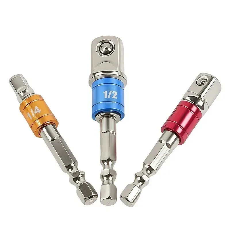 Adapter for 1/2 Screwdriver 3/8 Square Head 1/4 Socket Power Tool Accessories Natural Hexagonal Handle Extension Rod