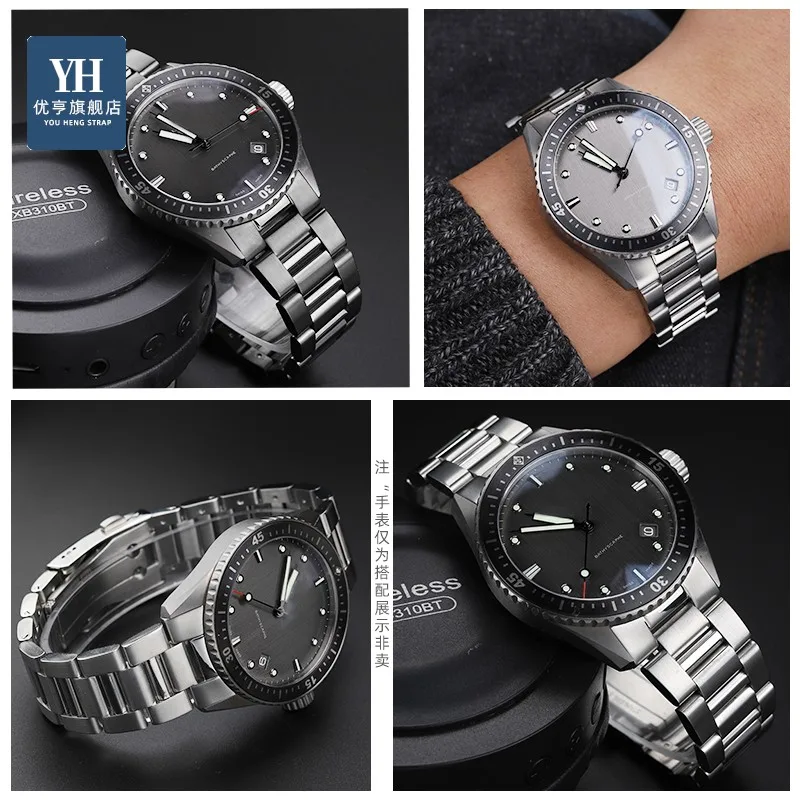 Soild Stainless Steel Men WatchBand For BLANCPAIN Fifty Fathoms Series 5000 5054 5015 316L Arc mouth Metal Watch strap wristband