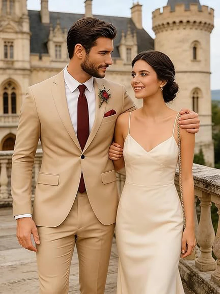 

Men's Suit 2 Pieces Set Blazer and Pants Slim Fit Wedding Prom Party Business Suit Notch Lapel One Button Jacket Tuxedo Set