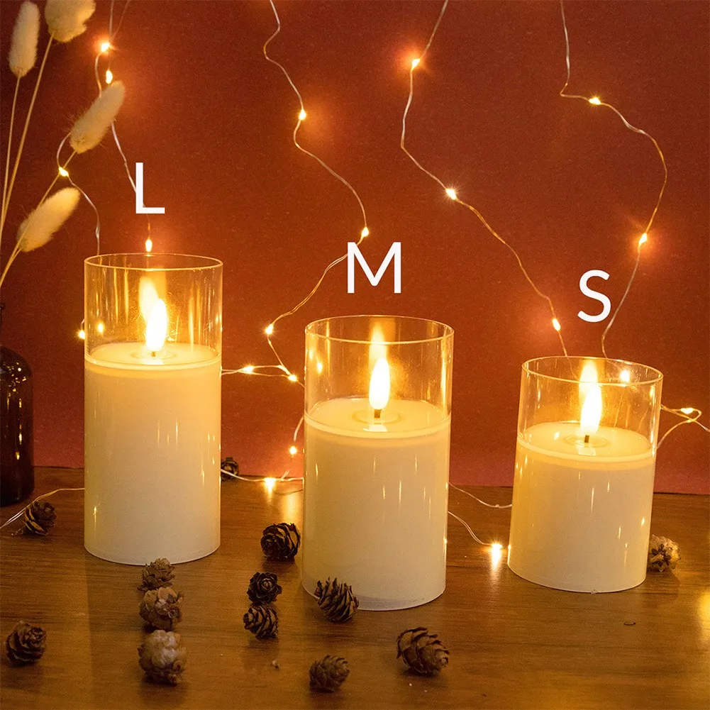 

LED Candle Lamp Festival Wedding Big Medium Small Cup Model Light 1PCS Simulation Candlelight Party Candle Home Decor