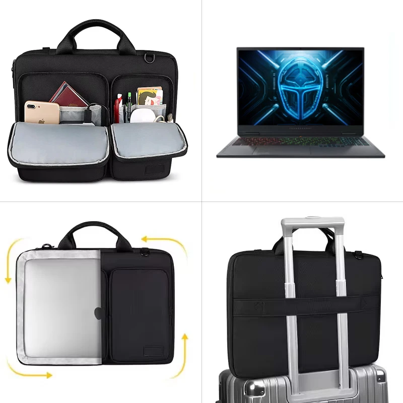 

for Thunderobot R16 Gaming Laptop Shoulder Bag Outer Storage Pocket Zip Handle Pouch Shockproof Bumper Carry Case Hang Belt
