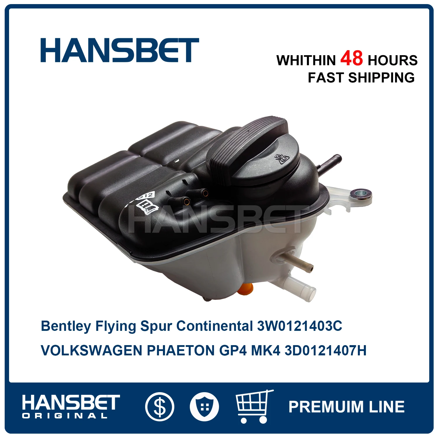

Coolant Expansion Tank with Cap 3W0121403C Fit Bentley Flying Spur Continental 04-06 VW Phaeton GP4 MK4 3D0121407H HANSBET