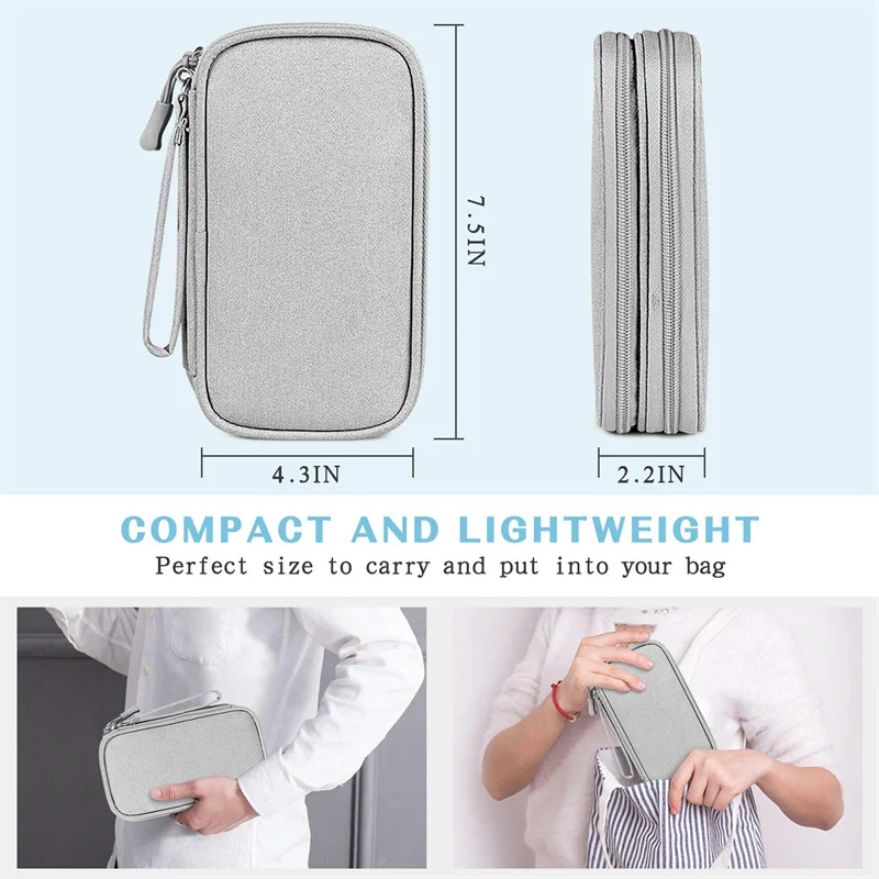 Data Cable Storage Bag Waterproof Travel Organizer Bag Portable Carry Case Double Layers Storage Bag for Cable Cord USB Charger