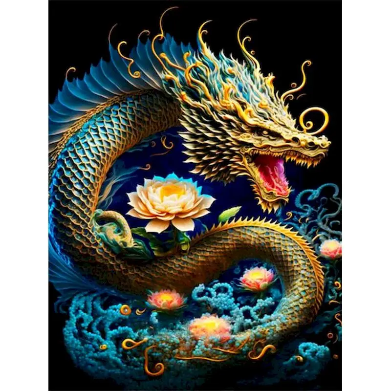 

GATYZTORY 60x75cm Oil Painting By Numbers Dragon Picture Paint By Numbers Wall Art Picture On Canvas Colouring Animals Home Deco