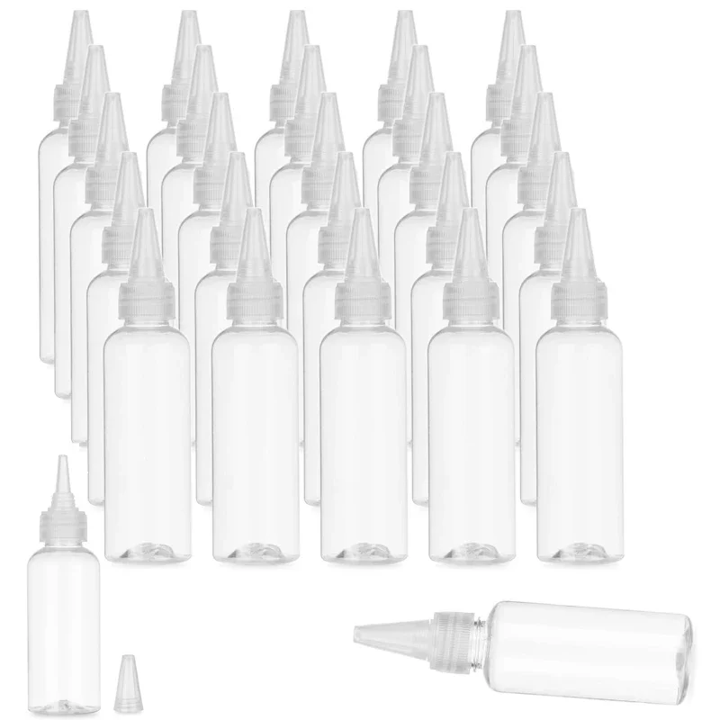 100Pcs 10ml-100ml Squeezable Liquid Gel ink Oil Containers Empty Plastic PET Clear Dropper Bottles With Leakproof Screw-On Lids