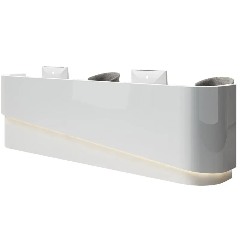 Painted front desk, reception desk, white company bar, beauty salon cashier customized training institution counter