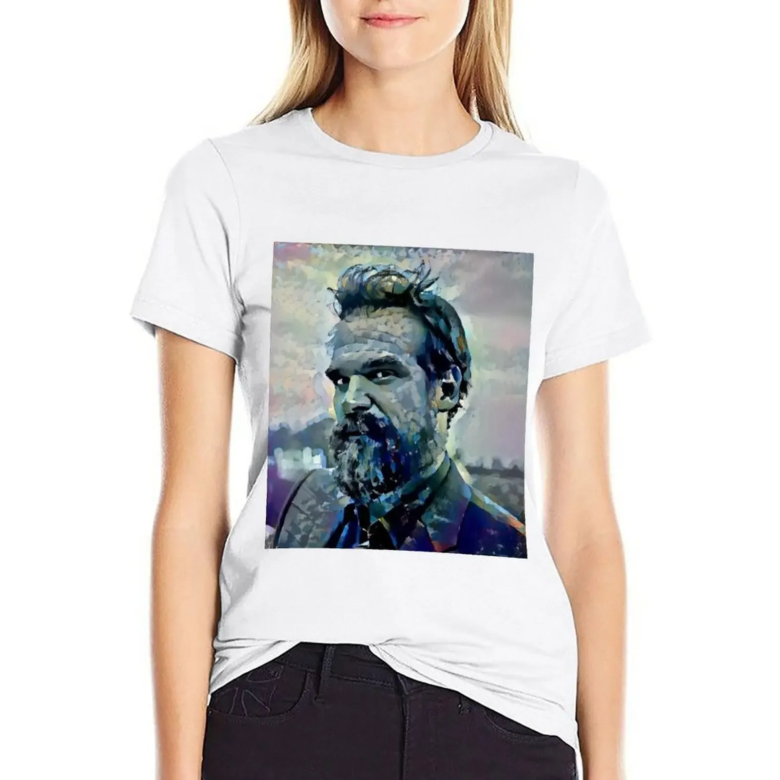 

David Harbour Portrait T-shirt aesthetic clothes plus size tops tees Woman fashion