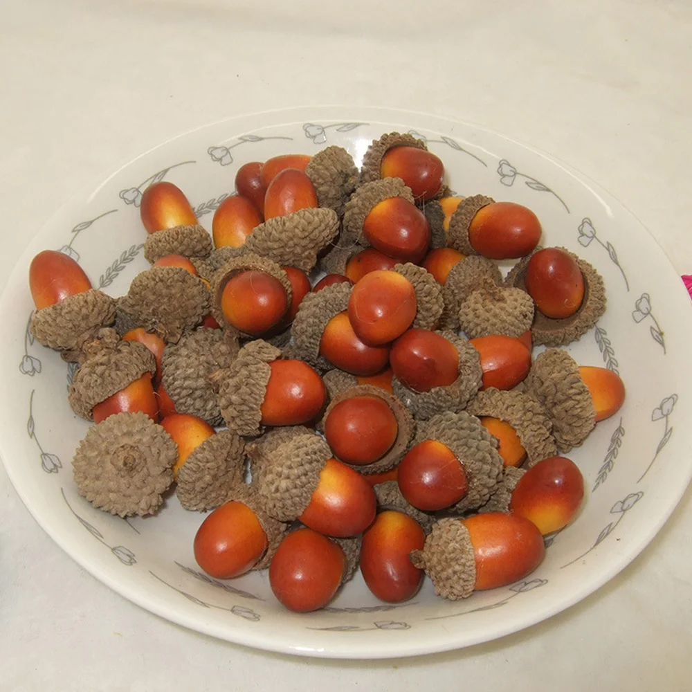 Mini bellotas de imitación de pino de Navidad, adornos de bellota, baratijas de castaño de roble vívido, Color oscuro/claro, 3,3x2,3 cm, 20 unids/lote por bolsa