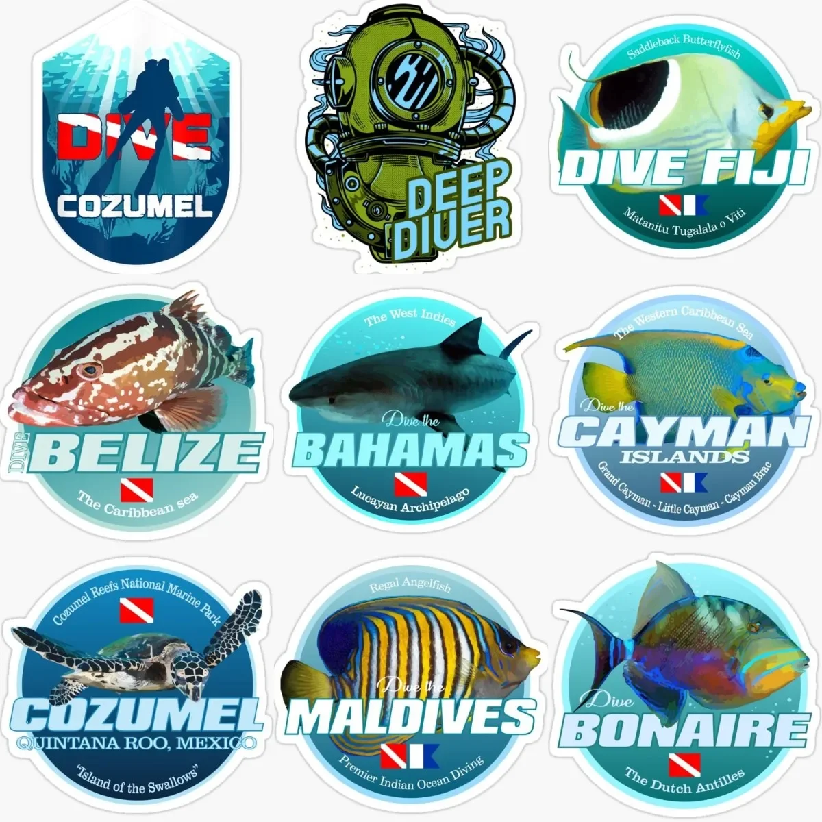 

Scuba Diver Flag Fish PVC Sticker for Covered Scratch Decorate Laptop Car Motorcycle Wall Table Fridge Helmet Decal Accessories