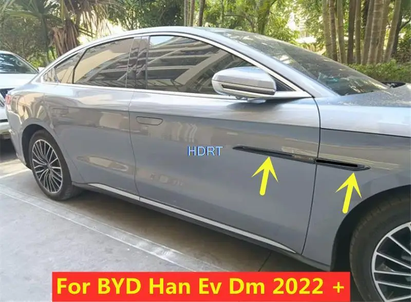 For BYD Han DM EV 2022 2023 Car Style Accessories Sticker Side Mark Trim Strip Leaf Board Cover Decoration On Shark Gills Frame