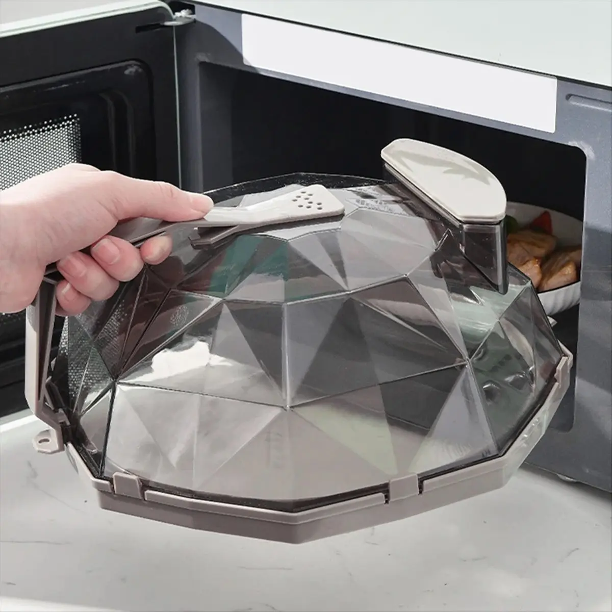 

Крышка для микроволновой печи A79G с ручкой и контейнером для воды, прозрачная, теплоизоляционная, для поддержания чистоты в микроволновой печи