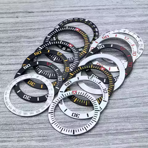 Mod 40mmx31.2mm Silver Black Flat Aluminum Watch Bezel Insert Replacement Fits Men Various Watch Bezel Ring Accessories Parts