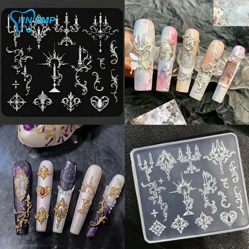 3D Baroque Angel Nail Art Silicone Stamping Template Reusable Non-stick DIY Nail Charm Mold for Home Salon Nail Practice