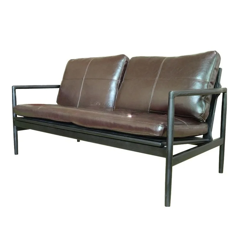 Simple Nordic solid wood double sofa, ash wood office hotel nursing home senior-friendly homestay elderly apartment