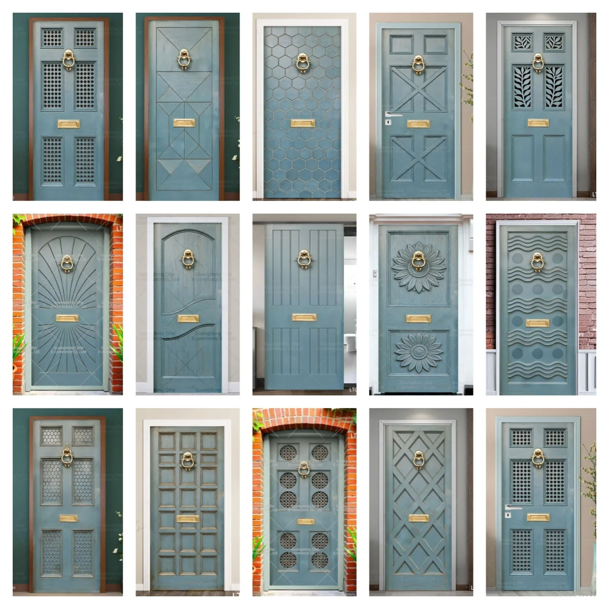 

3D Vintage Blue Door Sticker Retro British Style Wooden Door Wrap Self Adhesive Removable Full Door Cover Decal for Home Decor