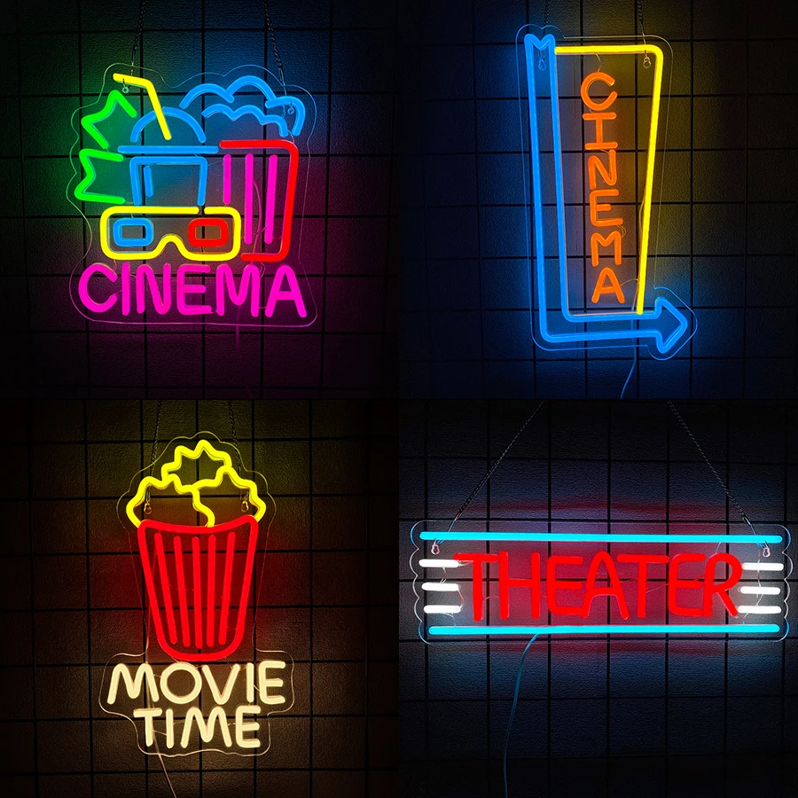 Home Cinema Times - Letreiro Neon 'Movie Time' para Decoração