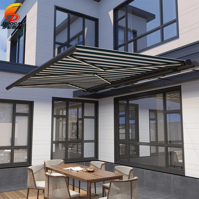 

High Quality Customized Sizes Motorized Full Cassette Retractable Awning With LED Light