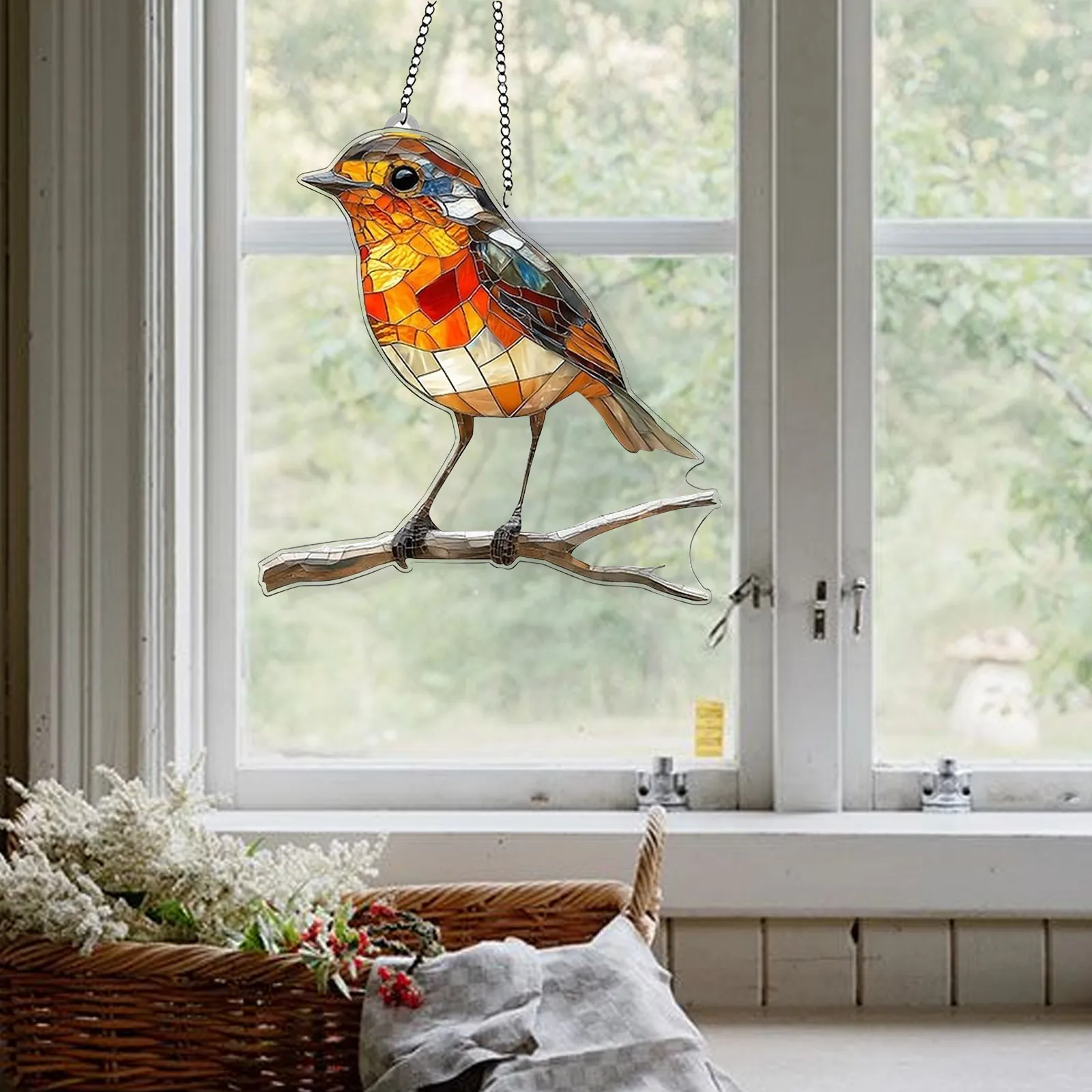 2D Acrylic Flat Printing Birds Animal Pendant Home Tree Window Hanging Decor Gift Wind Chime Ornament Garden Ornaments