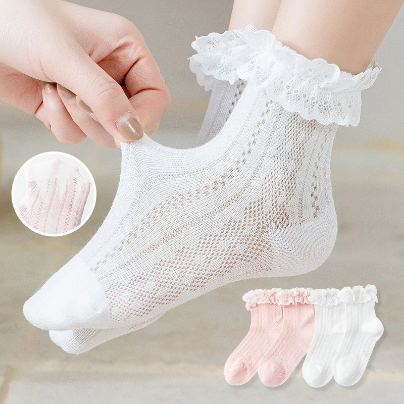 Baby Girls Sweet Cute Princess Socks Lace Ruffle Socks for Baby Spring Autumn Cotton Frilly Dance Toddler Short Ankle Stockings