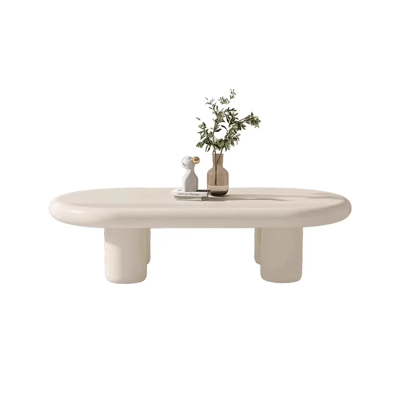 

New cream style coffee table, small household living room, simple, modern light luxury oval, long table