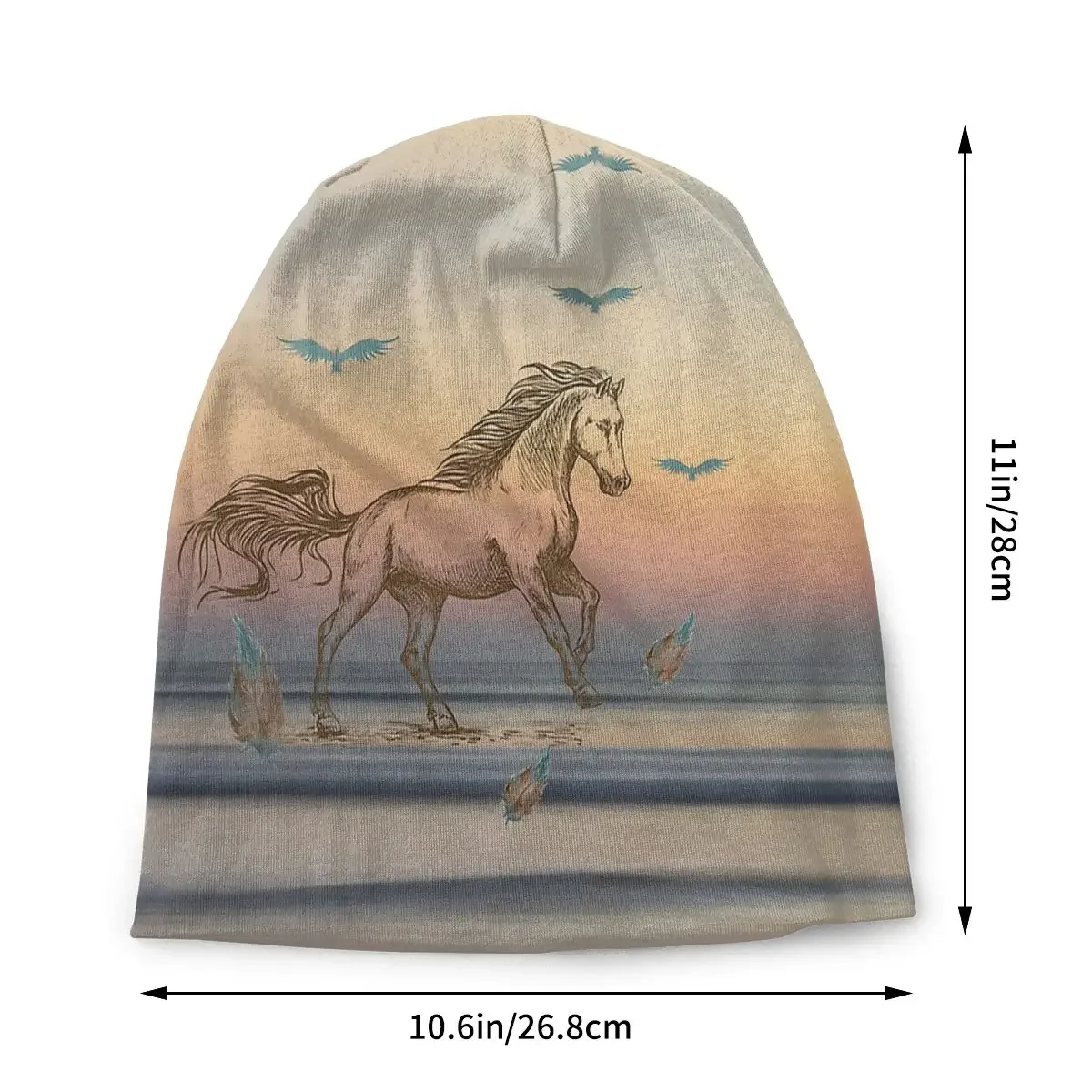 Galloping Horse Run Quickly Running  On Beach Men Women Thin Beanies Cycling Ski Cap Skullies Bonnet Hat