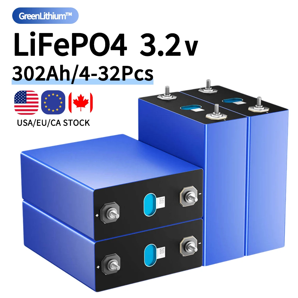 

4-36Pcs EVE Grade A 3.2V 302Ah Prismatic LiFePO4 Battery Cells for DIY 12V 48v Home Energy Storage Golf cart RV Solar Energy