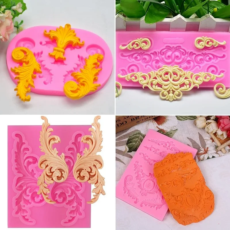 Baroque Silicone Mold Lace Scroll Fudge Mold DIY Embossed Flower Cake Decorating Cupcake Decorating Candy Polymer Clay Chocolate