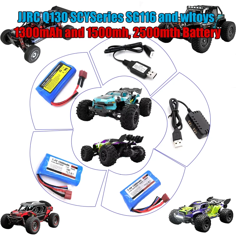1300mAh 1500mah and 2500mah Li-ion Battery 7.4V for SG116MAX SG116pro SCY-16101 16102 16103 WLtoys 144001 4WD RC Car Spare Parts