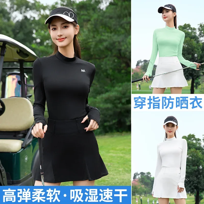 

Горячая женская футболка для гольфа на весну и лето с солнцезащитным кремом и водолазкой с длинными рукавами, женская нижняя рубашка, одежда, топ, лето