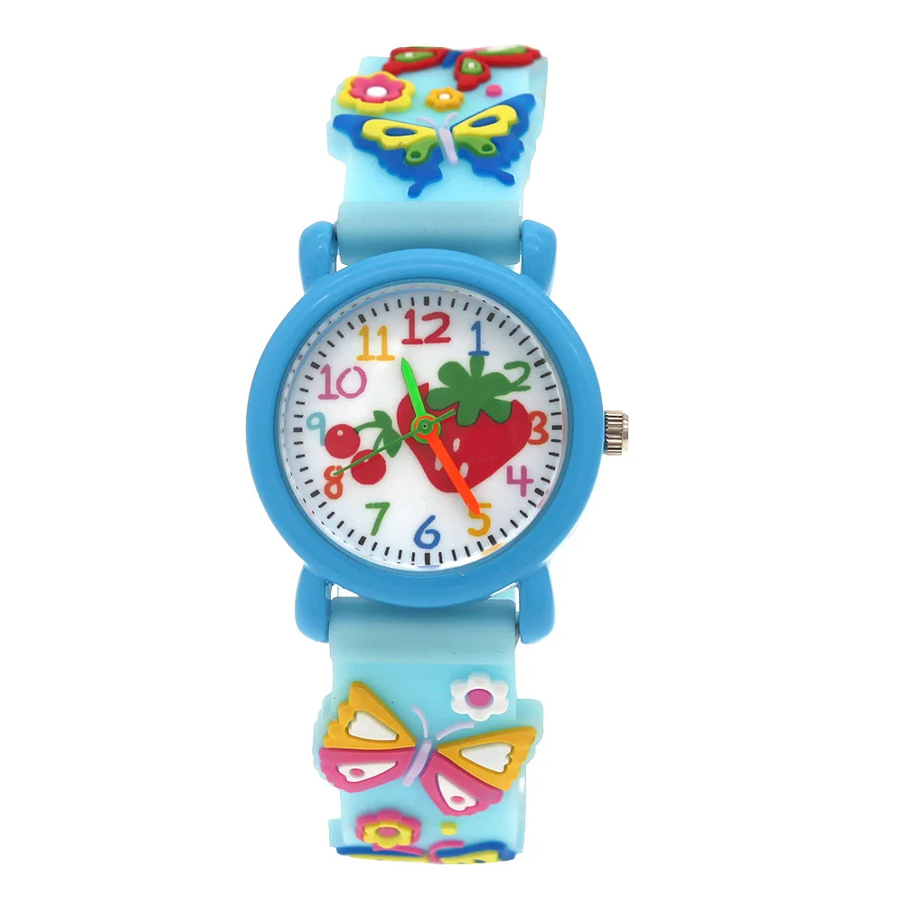 Reloj de pulsera de cuarzo de silicona para niños y niñas, esfera colorida, 3D, regalos de navidad